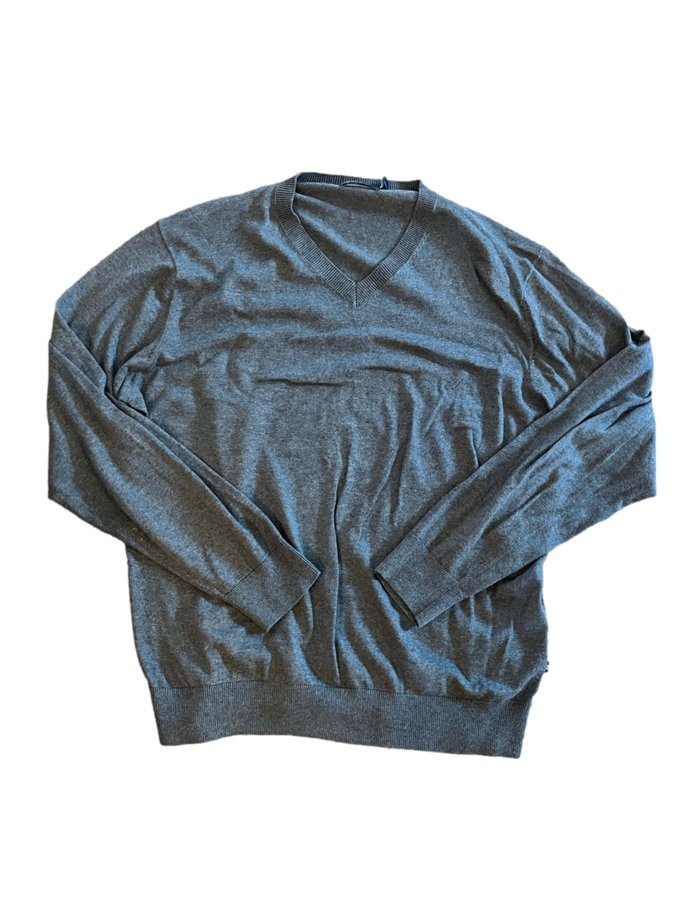 Nautica Luxury Performance Charcoal Grey V-Neck Sweater XL Cotton Modal